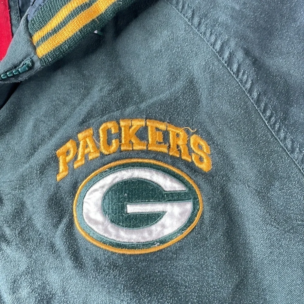 NFL Vintage Mens Green Bay Packers Hooded Zip Up Jacket, size large
